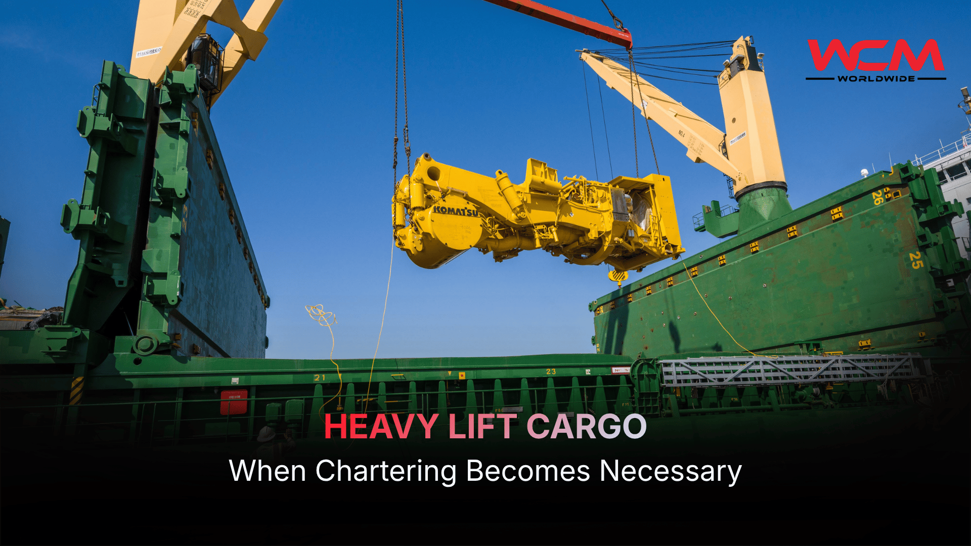 Heavy lift project cargo prepared for dedicated vessel charter movement with specialized port handling and voyage planning
